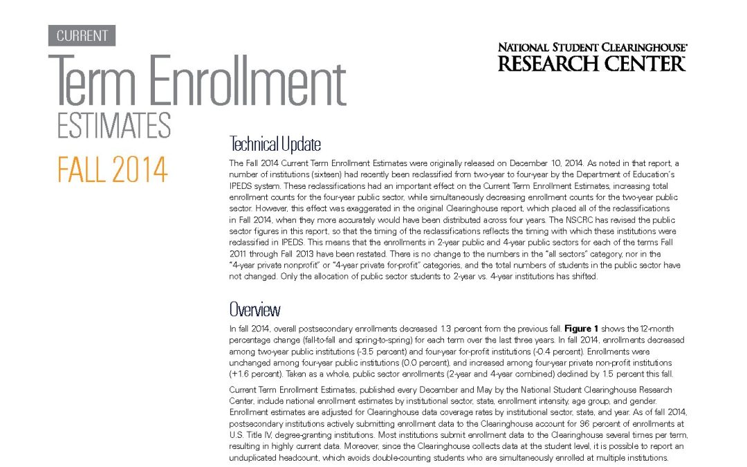 Current Term Enrollment Estimates – Fall 2014 (PDF)