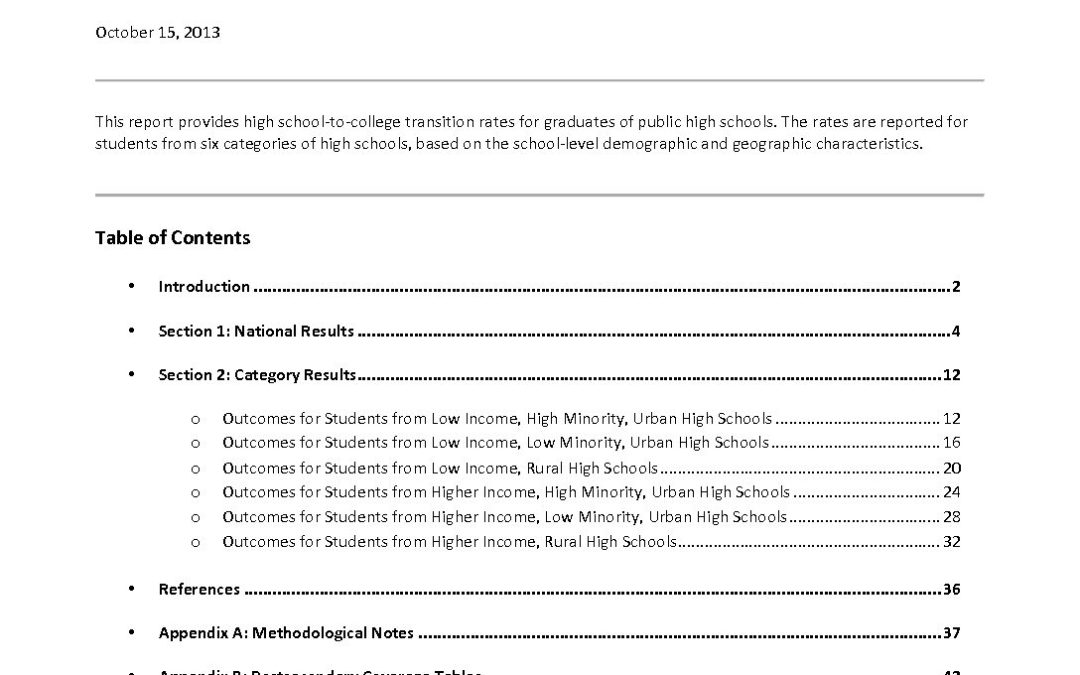High School Benchmarks – 2013 (PDF)